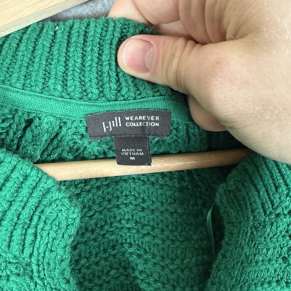 J Jill Wearever Collection Tunic Sweater Womens Medium Green Pullover Cotton - Picture 5 of 6